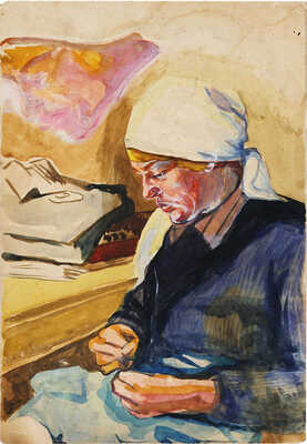 Баюскин Василий Степанович. За шитьем                                                                                                                                      